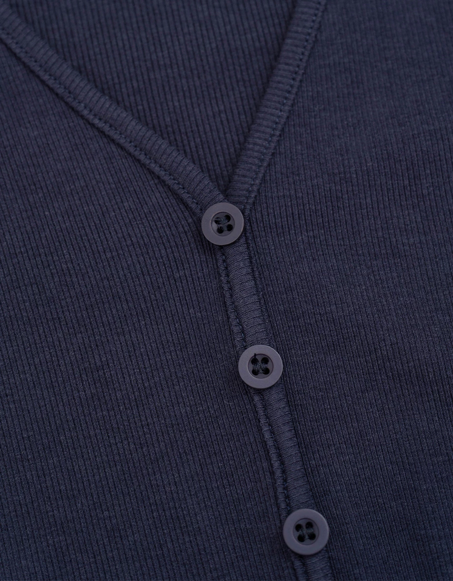 Faux 2 Piece Halter V Neck Button Front Ribbed Cardigan Faux 2 Piece Halter V Neck Button Front Ribbed Cardigan