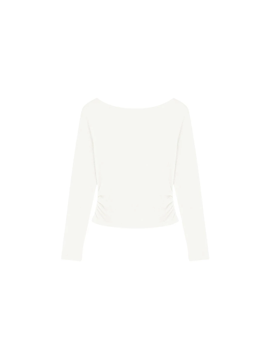 2 Way Drape Wide Neck Shirred Slim Fit Top 2 Way Drape Wide Neck Shirred Slim Fit Top