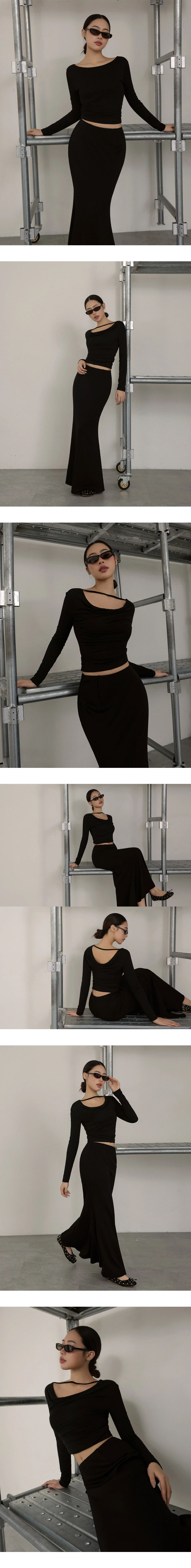 2 Way Drape Wide Neck Shirred Slim Fit Top 2 Way Drape Wide Neck Shirred Slim Fit Top