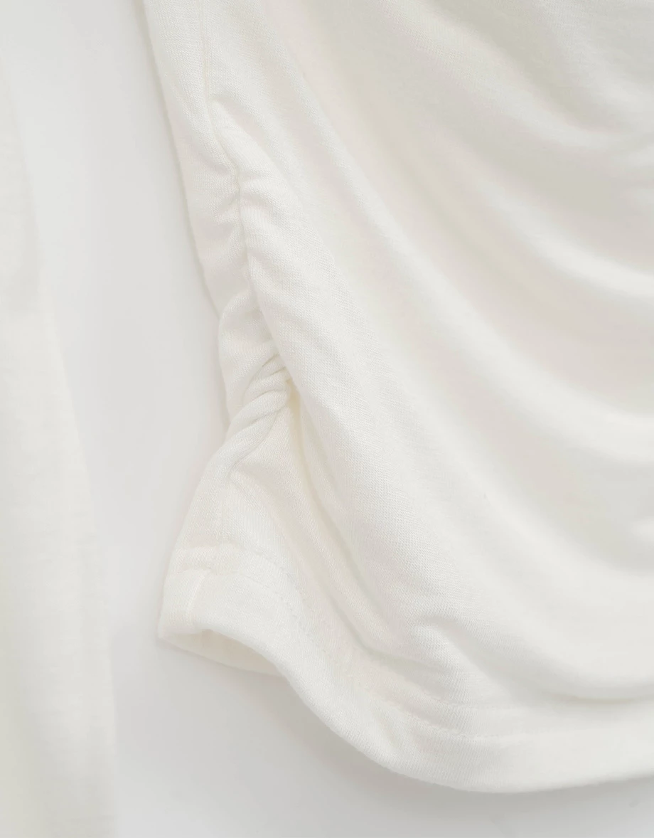 2 Way Drape Wide Neck Shirred Slim Fit Top 2 Way Drape Wide Neck Shirred Slim Fit Top