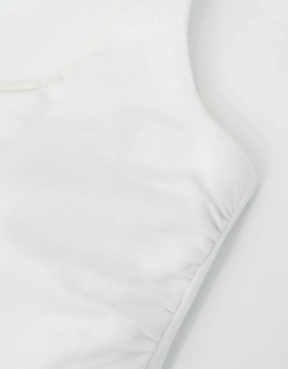 Ruched Side Wide Strap Square Neck Fitted Crop Padded Tank Top Ruched Side Wide Strap Square Neck Fitted Crop Padded Tank Top