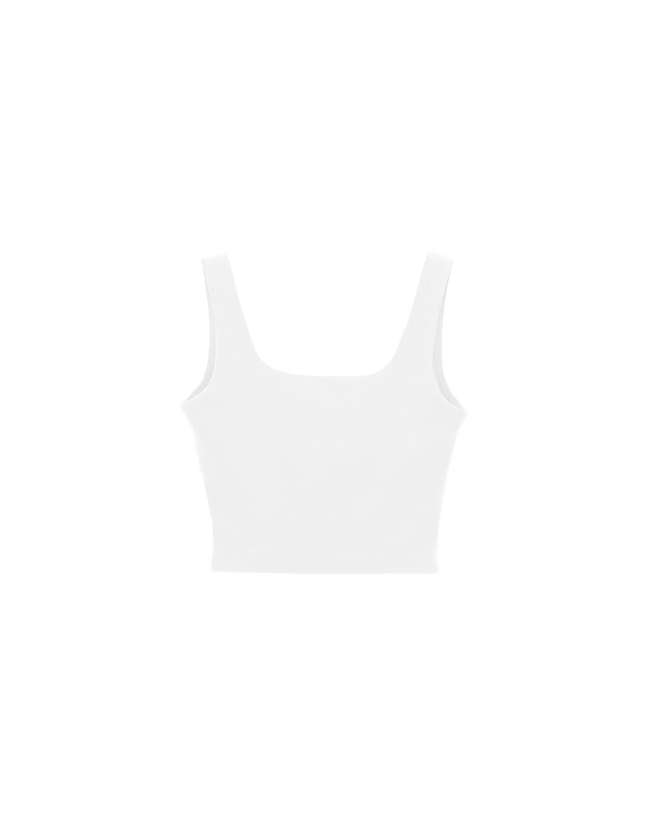 Ruched Side Wide Strap Square Neck Fitted Crop Padded Tank Top Ruched Side Wide Strap Square Neck Fitted Crop Padded Tank Top
