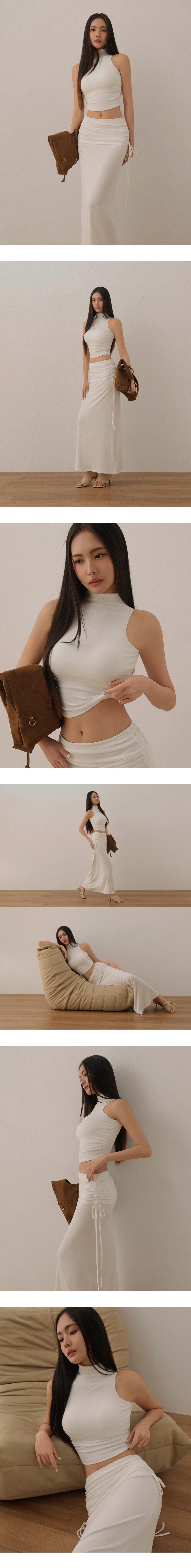 Side Ruched High Neck Sleeveless Crop Padded Bra Top