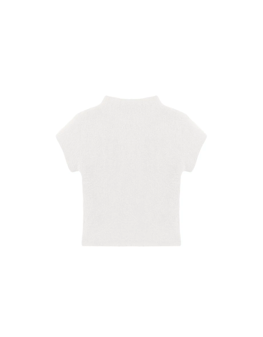 立領短袖絨毛短版上衣 立領短袖絨毛短版上衣