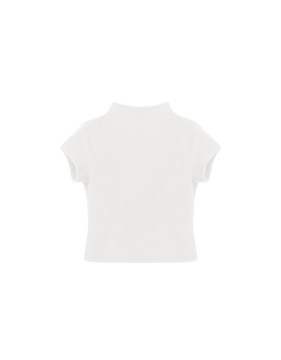 立領短袖絨毛短版上衣 立領短袖絨毛短版上衣