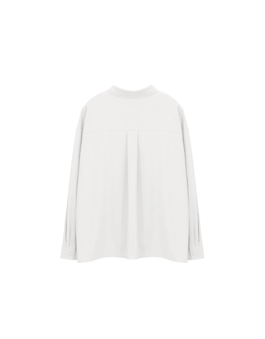 LOGO刺繡單口袋長袖寬版襯衫