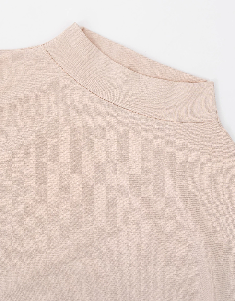 立領側抽繩抓皺短袖短版上衣