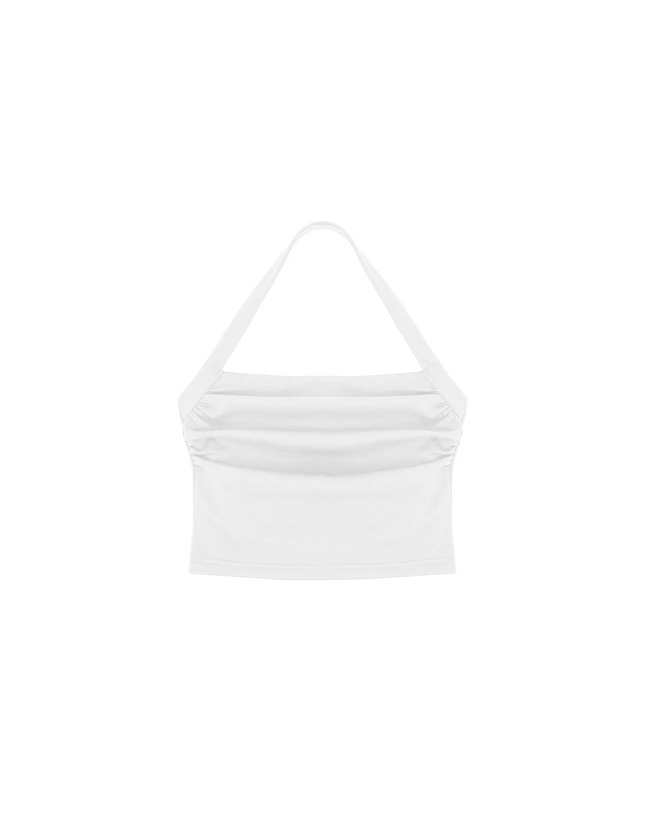 Ruched Front Sleek Open Back Halter Padded Bra Top