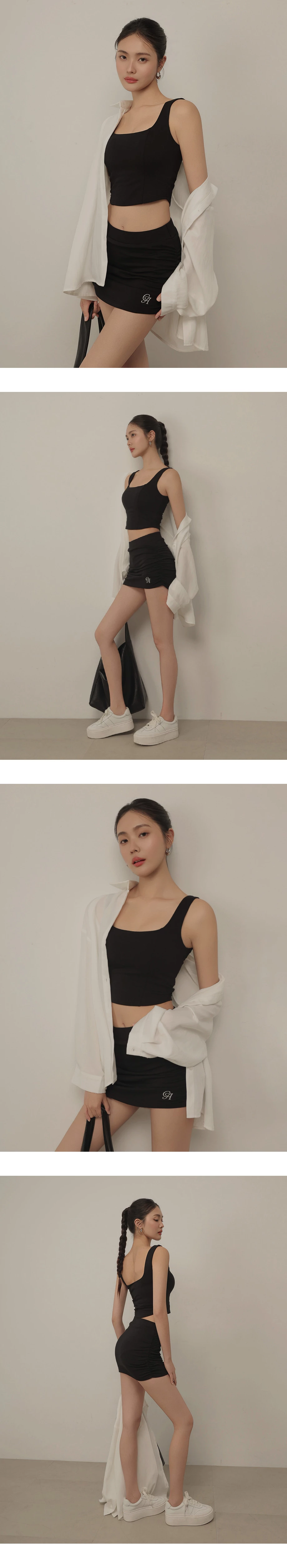 方領寬肩帶公主線剪裁短版BRA背心