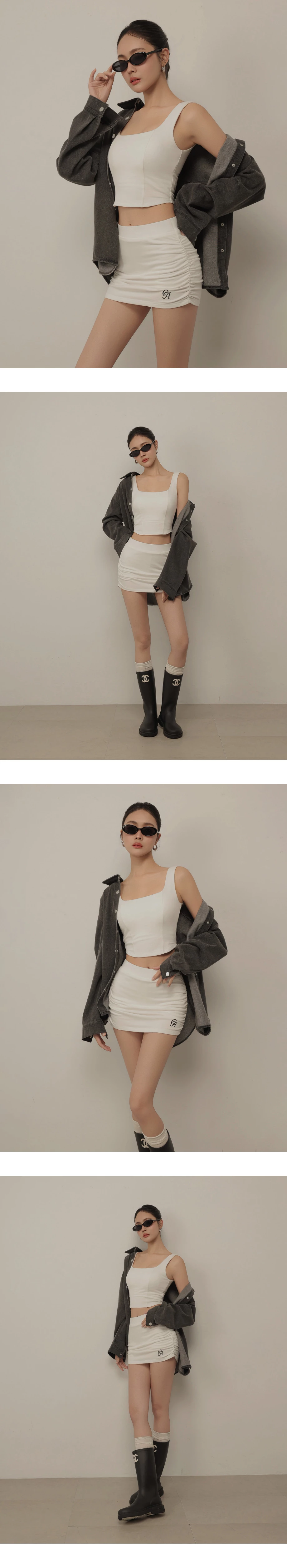 方領寬肩帶公主線剪裁短版BRA背心