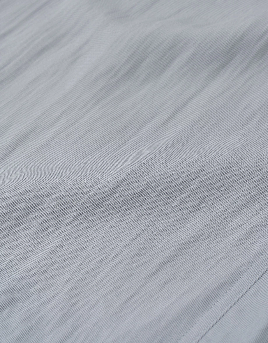 寬版落肩長袖純色斜紋襯衫