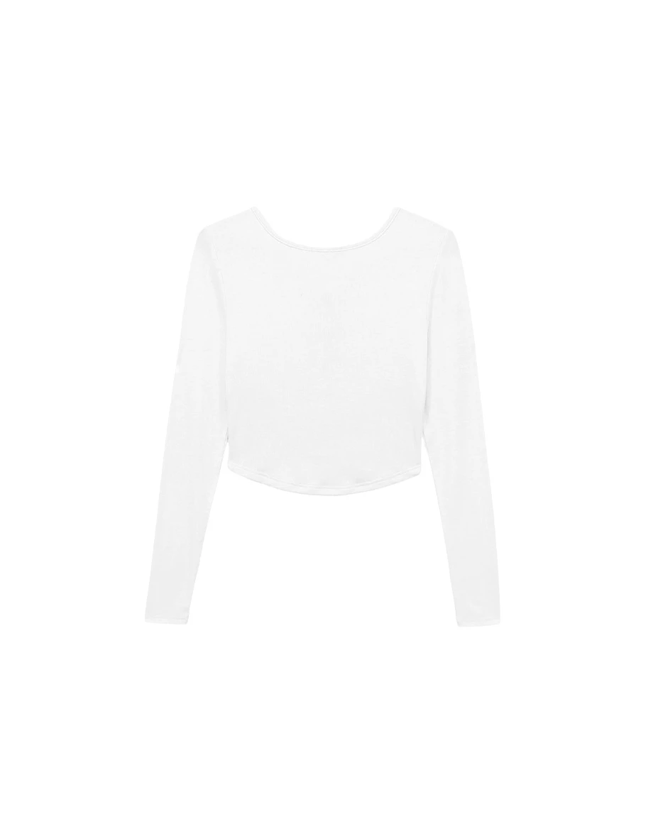 Half-Placket Snap Button Ribbed Cropped Knit Top