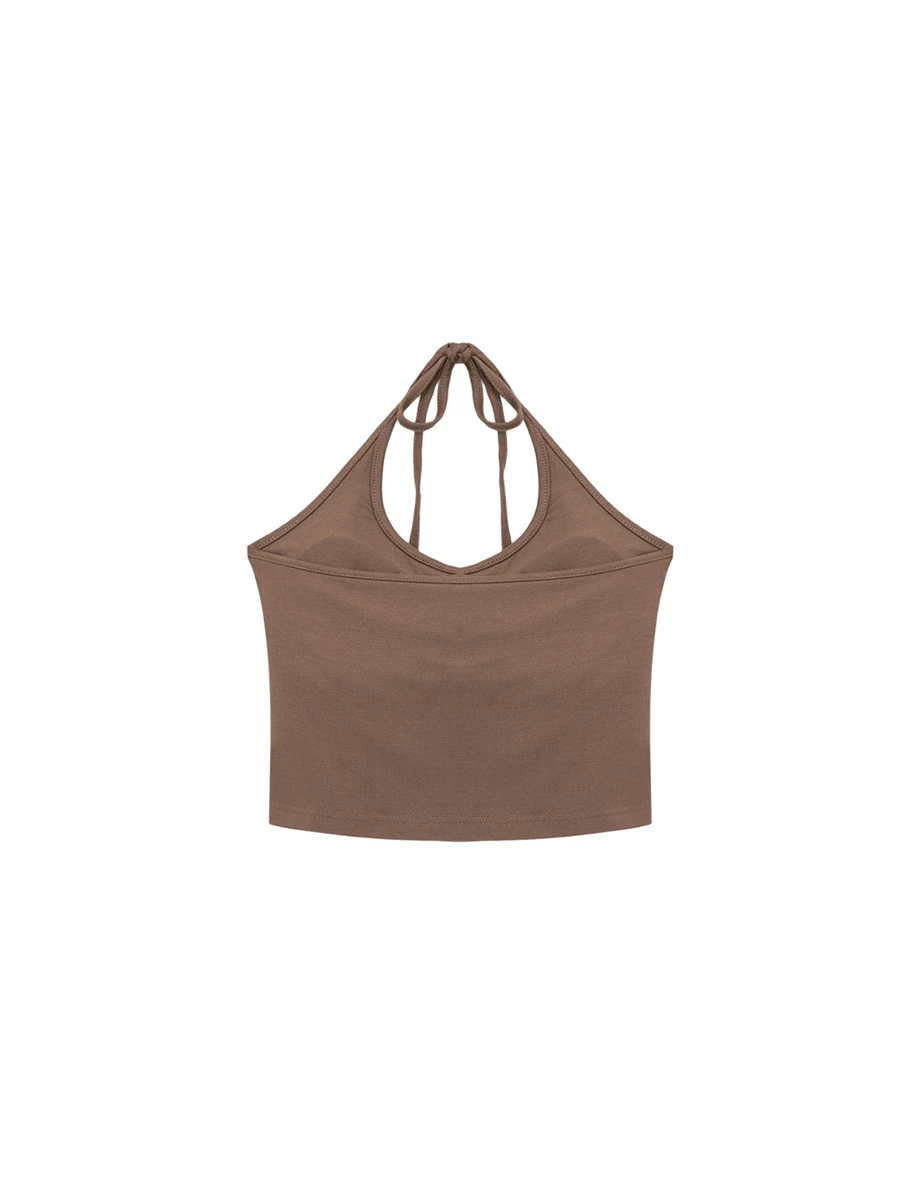 方領繞頸綁帶短版BRA背心