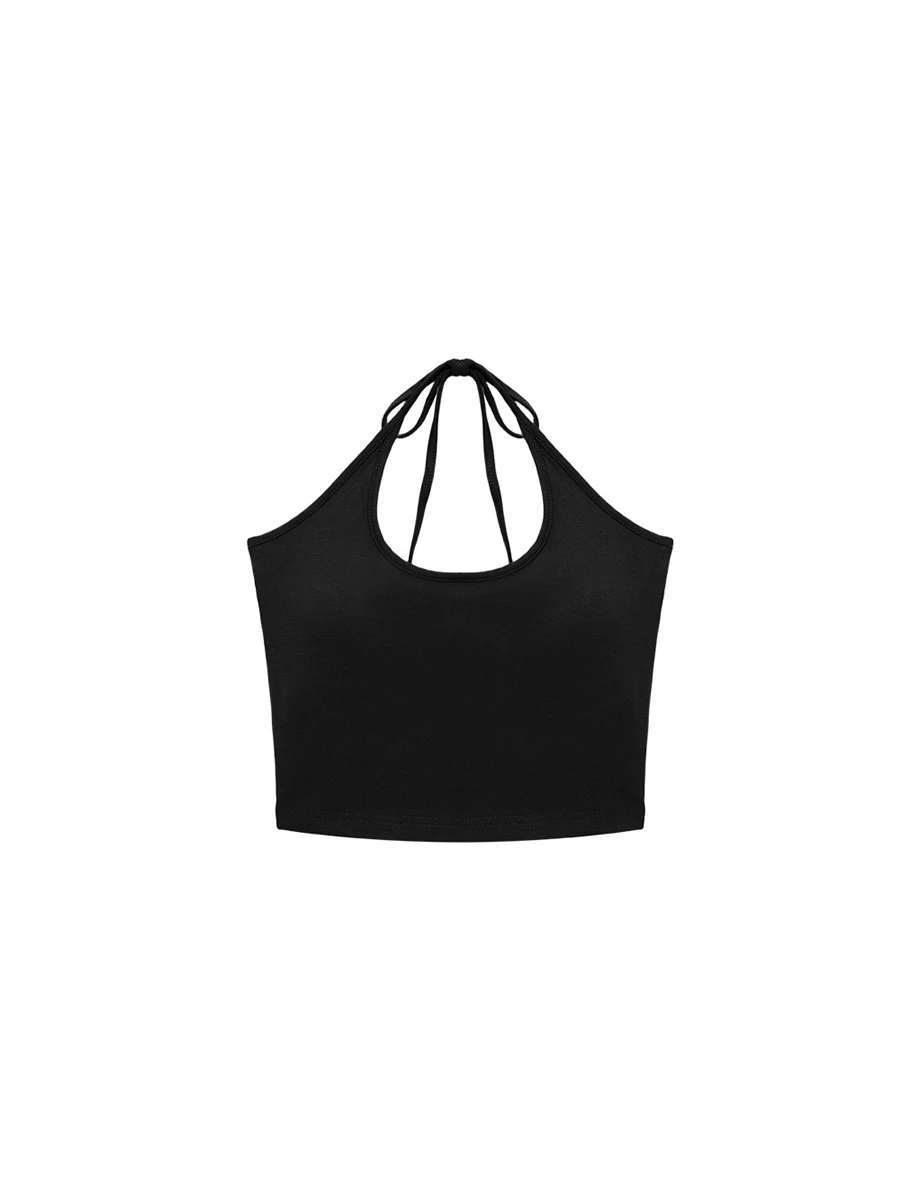 Strappy Halter Neck Open Back Padded Bra Top