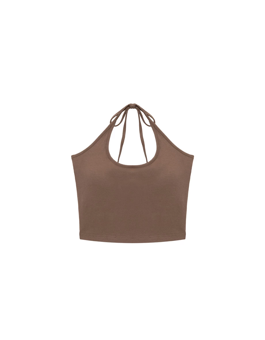 方領繞頸綁帶短版BRA背心