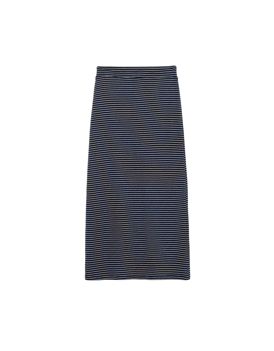 Adjustable Drawstring Waist Striped Straight Maxi Skirt Adjustable Drawstring Waist Striped Straight Maxi Skirt