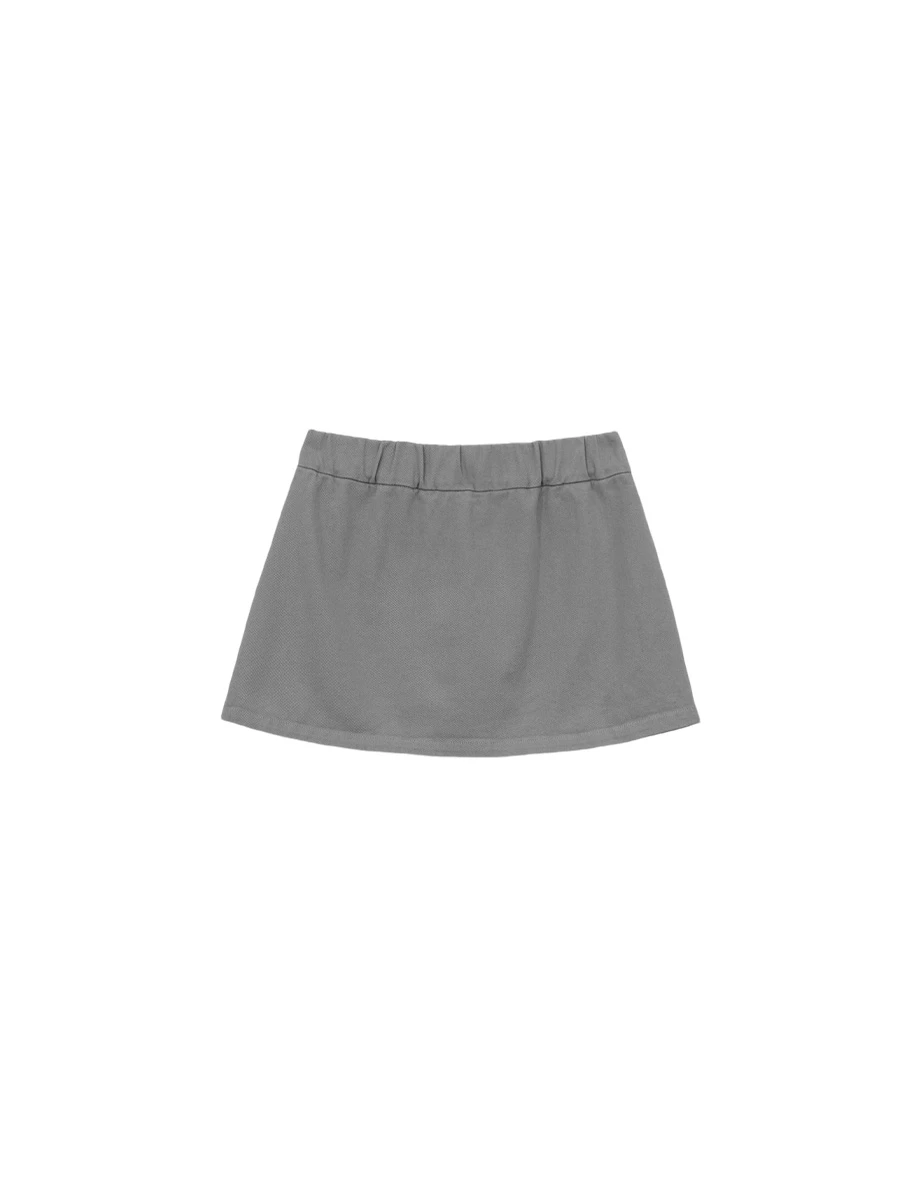 Washed Twill Mid Low Waist A Line Mini Skirt