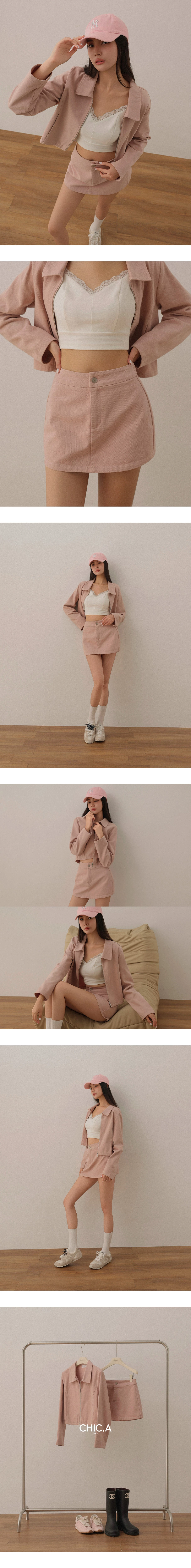 Washed Twill Mid Low Waist A Line Mini Skirt