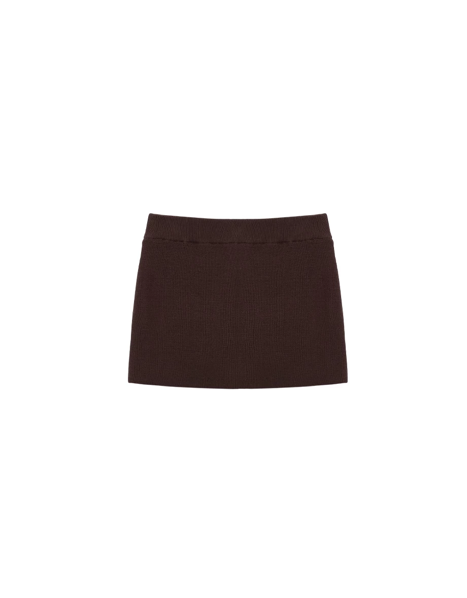 Ribbed Mid Waistband Bodycon Mini Skirt