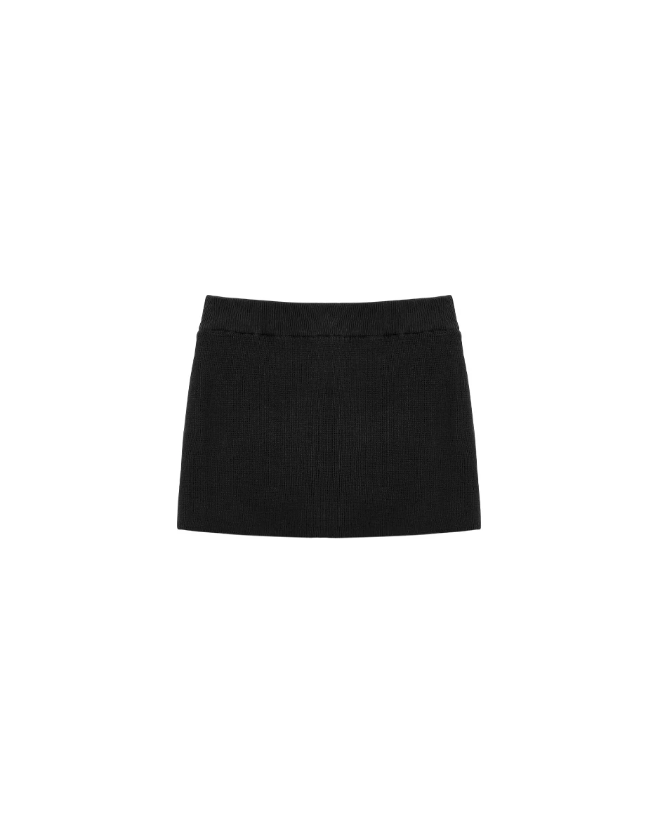 Ribbed Mid Waistband Bodycon Mini Skirt