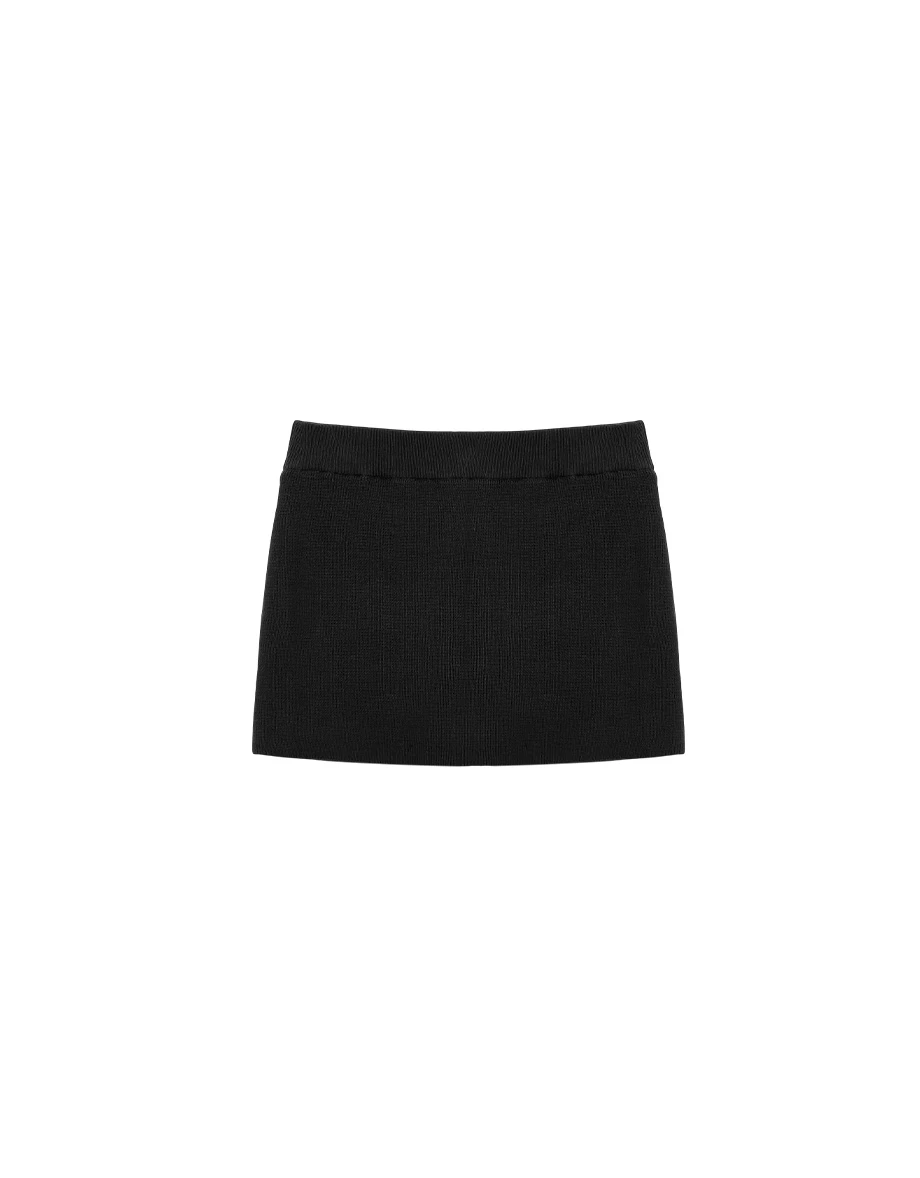 Ribbed Mid Waistband Bodycon Mini Skirt