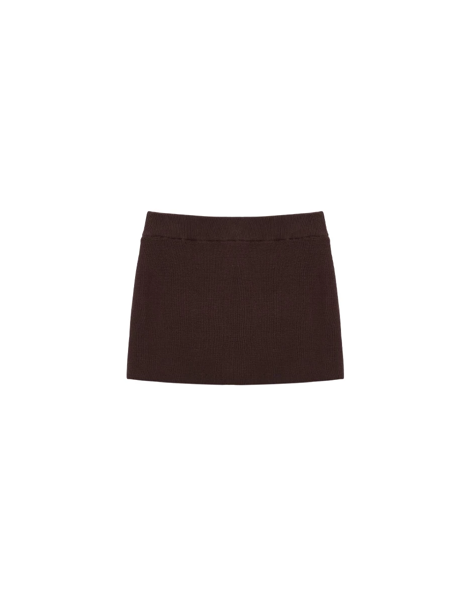 Ribbed Mid Waistband Bodycon Mini Skirt