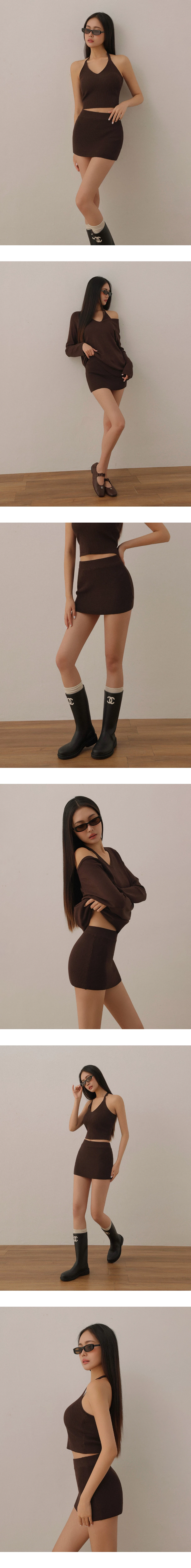 Ribbed Mid Waistband Bodycon Mini Skirt