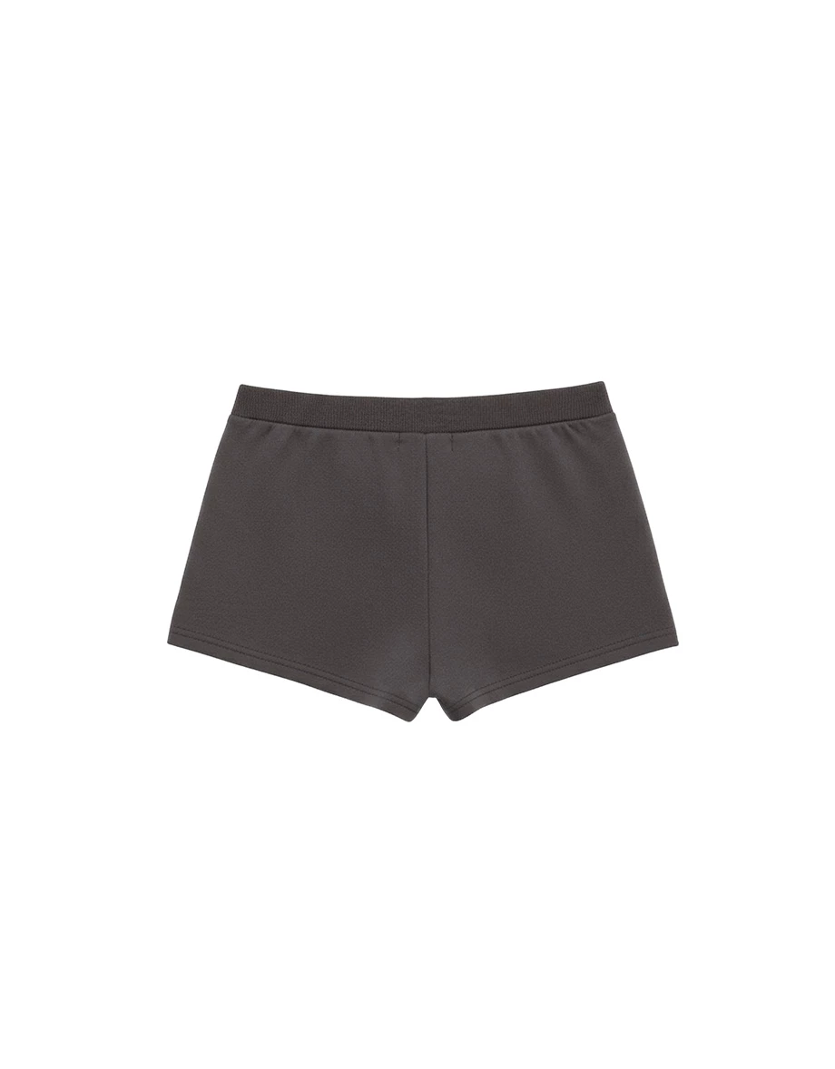 Studded Trim Low Rise Elastic Waist Shorts