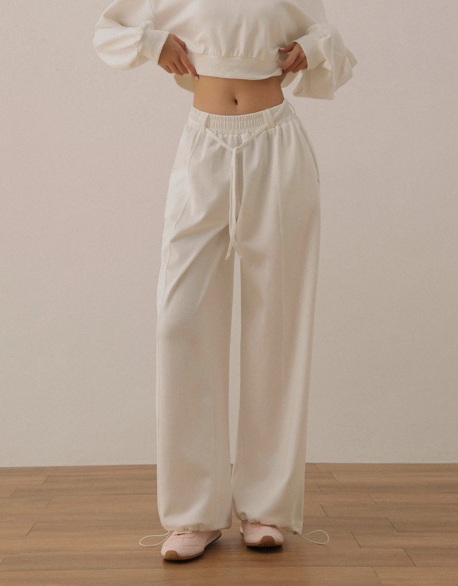 Adjustable Drawstring Waist Wide Leg Lounge Pants