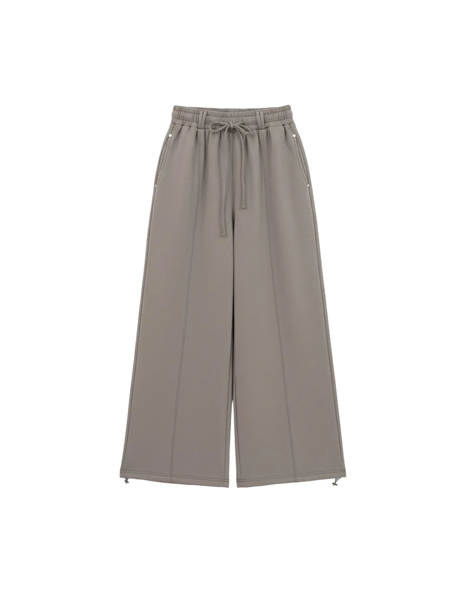 Adjustable Drawstring Waist Wide Leg Lounge Pants