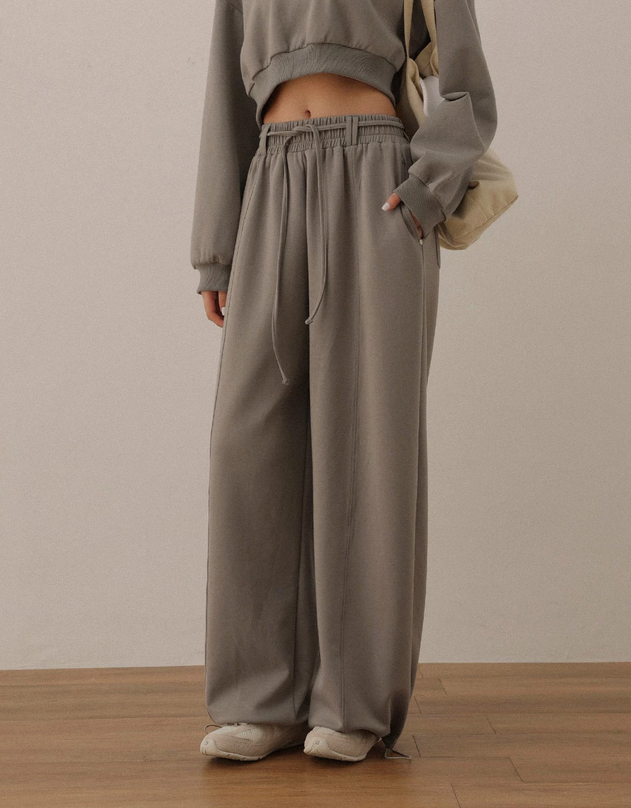 Adjustable Drawstring Waist Wide Leg Lounge Pants