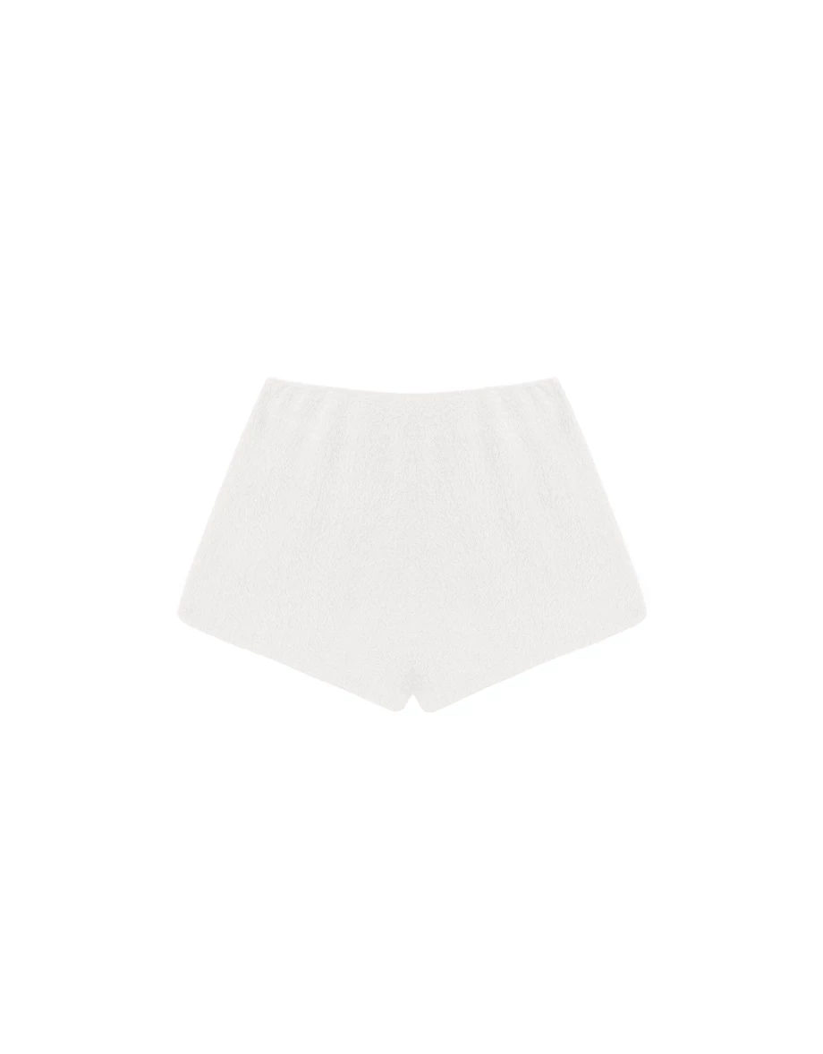 鬆緊腰合身絨毛短褲