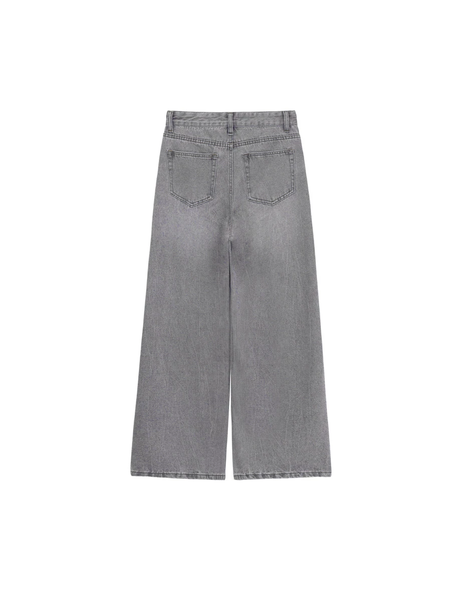 Low Waist Vintage Washed Jeans Denim Wide Leg Pants