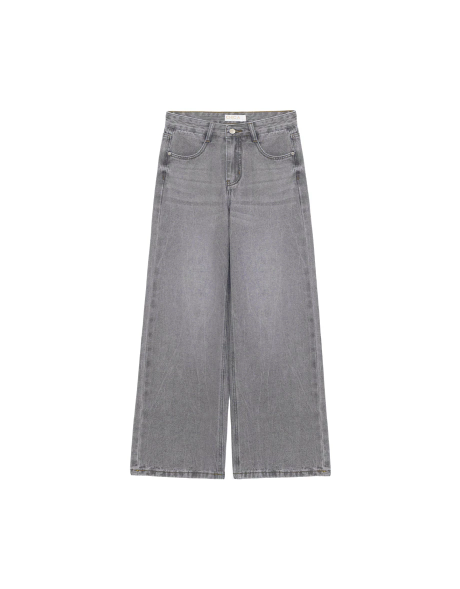 Low Waist Vintage Washed Jeans Denim Wide Leg Pants