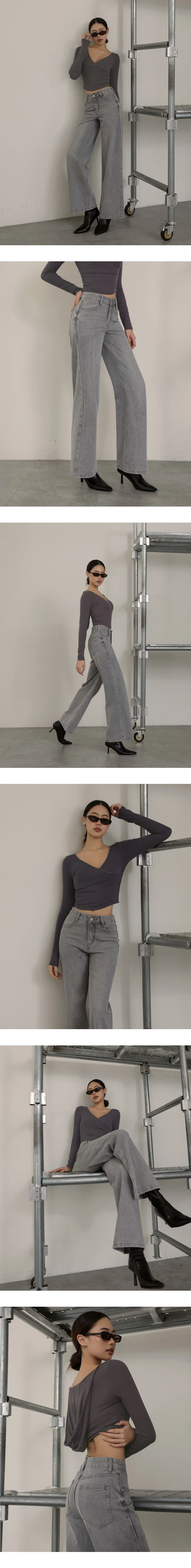 Low Waist Vintage Washed Jeans Denim Wide Leg Pants