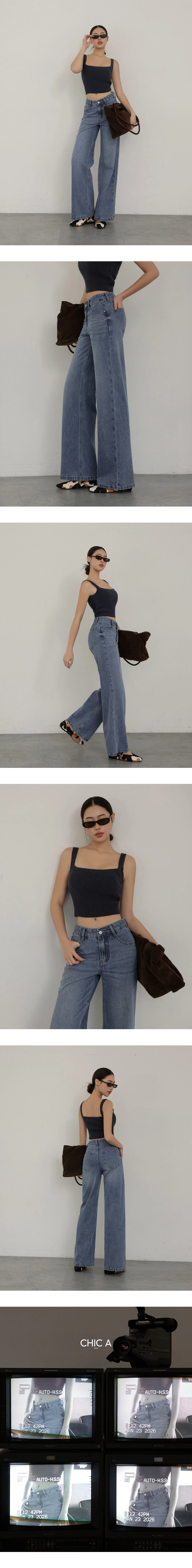 Low Waist Vintage Washed Jeans Denim Wide Leg Pants