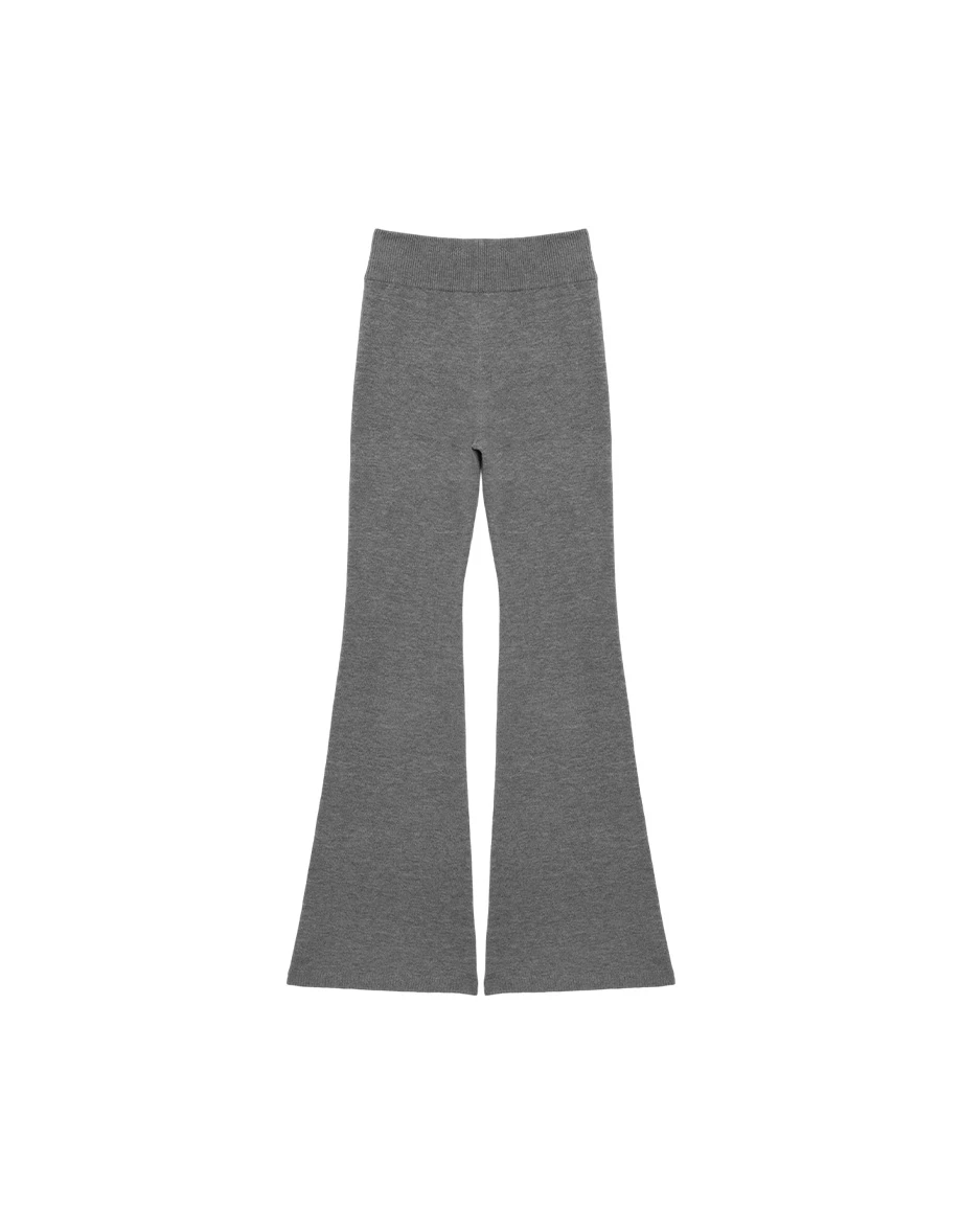 Stretch Mid Low Rise Ribbed Patchwork Slim Flare Pants