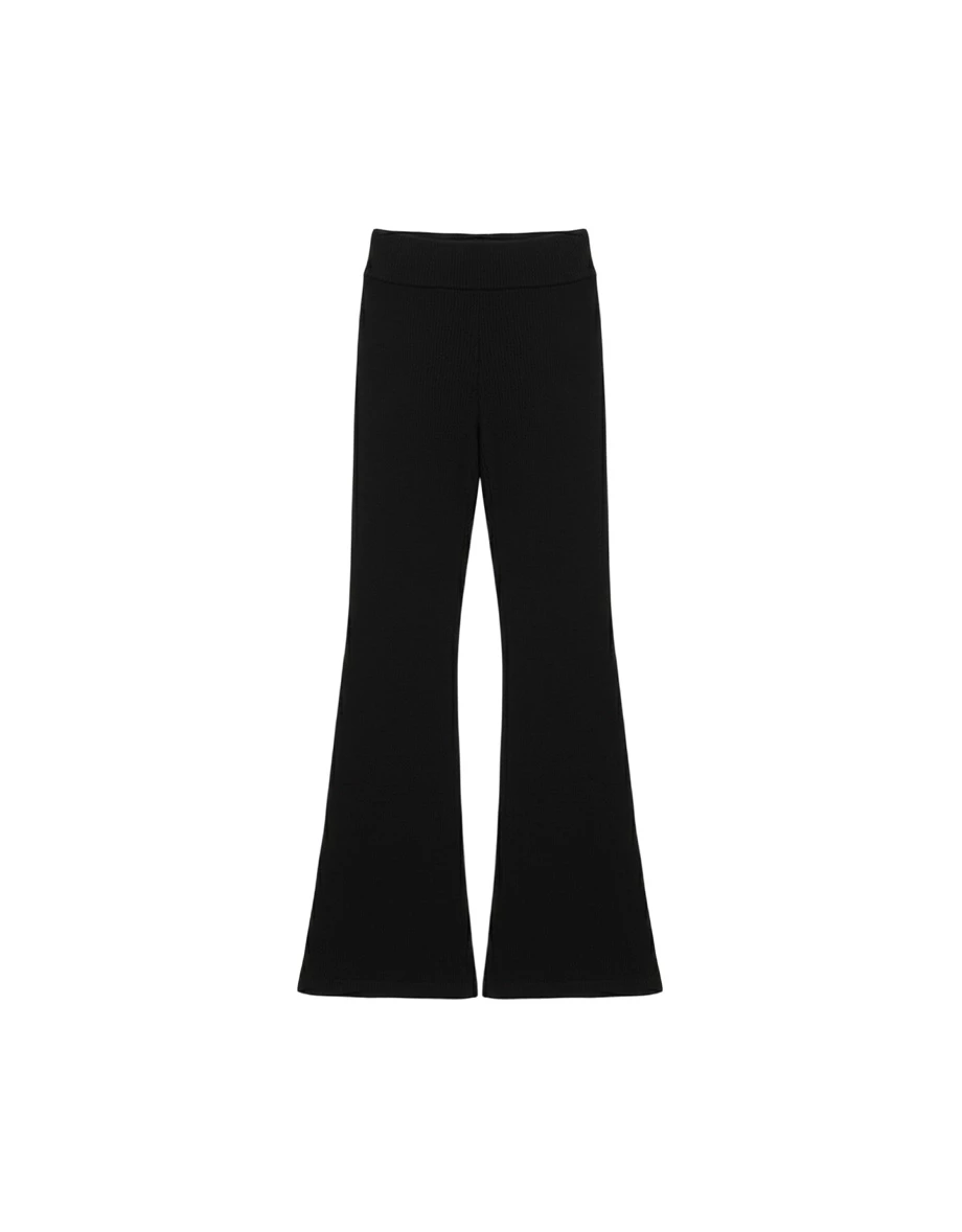 Stretch Mid Low Rise Ribbed Patchwork Slim Flare Pants
