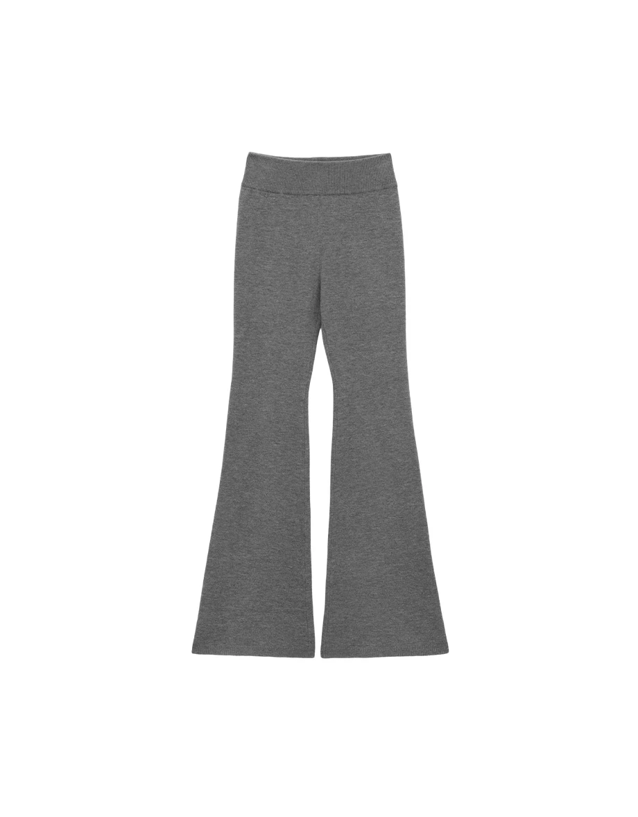 Stretch Mid Low Rise Ribbed Patchwork Slim Flare Pants