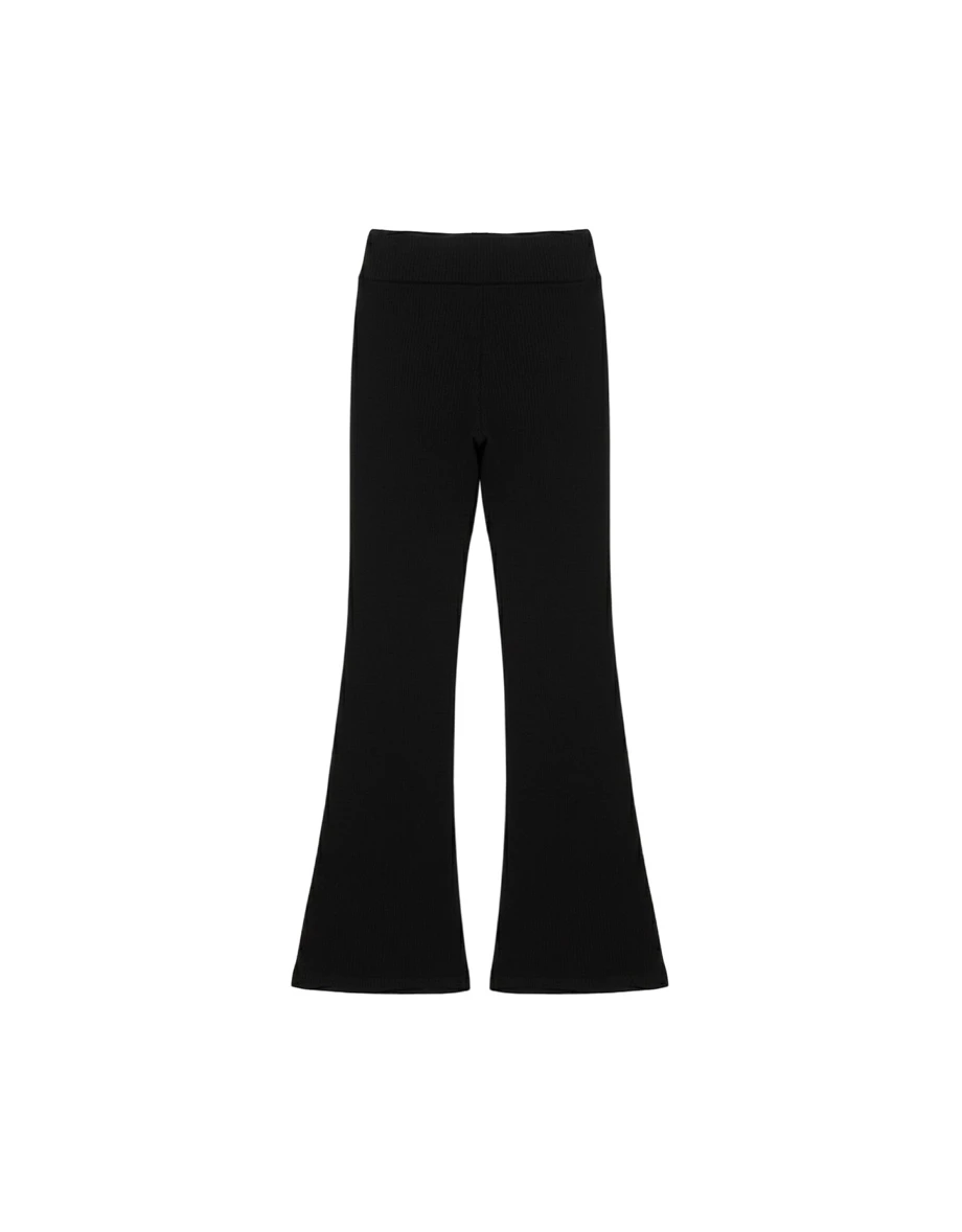 Stretch Mid Low Rise Ribbed Patchwork Slim Flare Pants