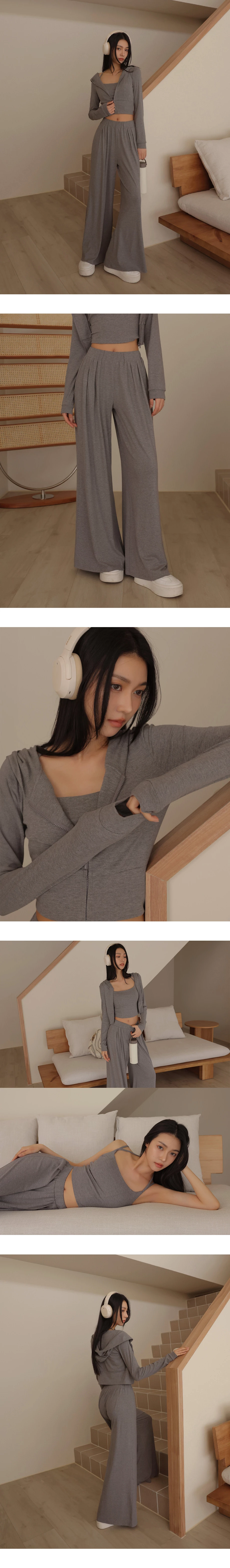 中低鬆緊腰打褶設計莫代爾休閒寬褲 中低鬆緊腰打褶設計莫代爾休閒寬褲