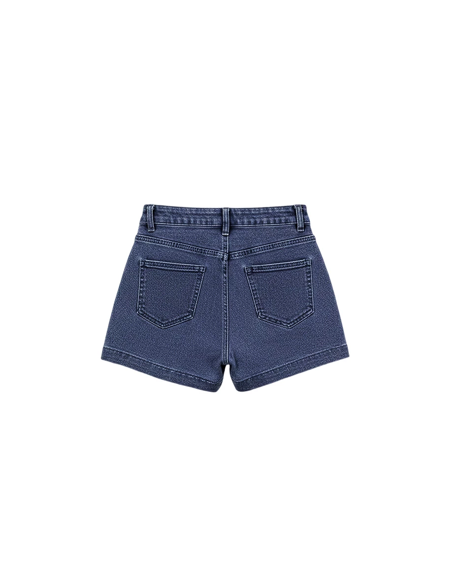 Subtle Side Slit Detail High Waist Jeans Denim Shorts