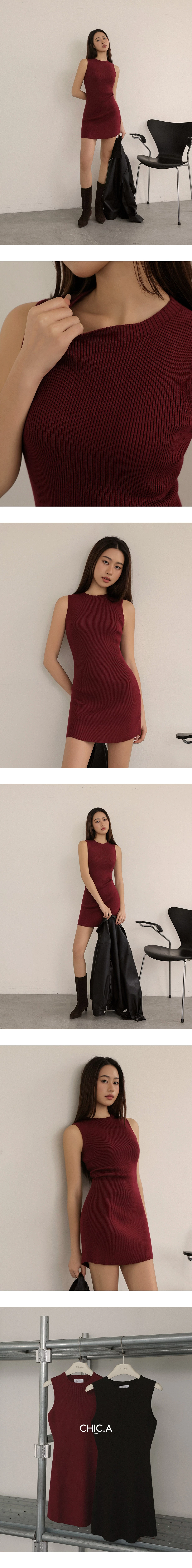 Ribbed Knit Sleeveless Bodycon Mini Dress