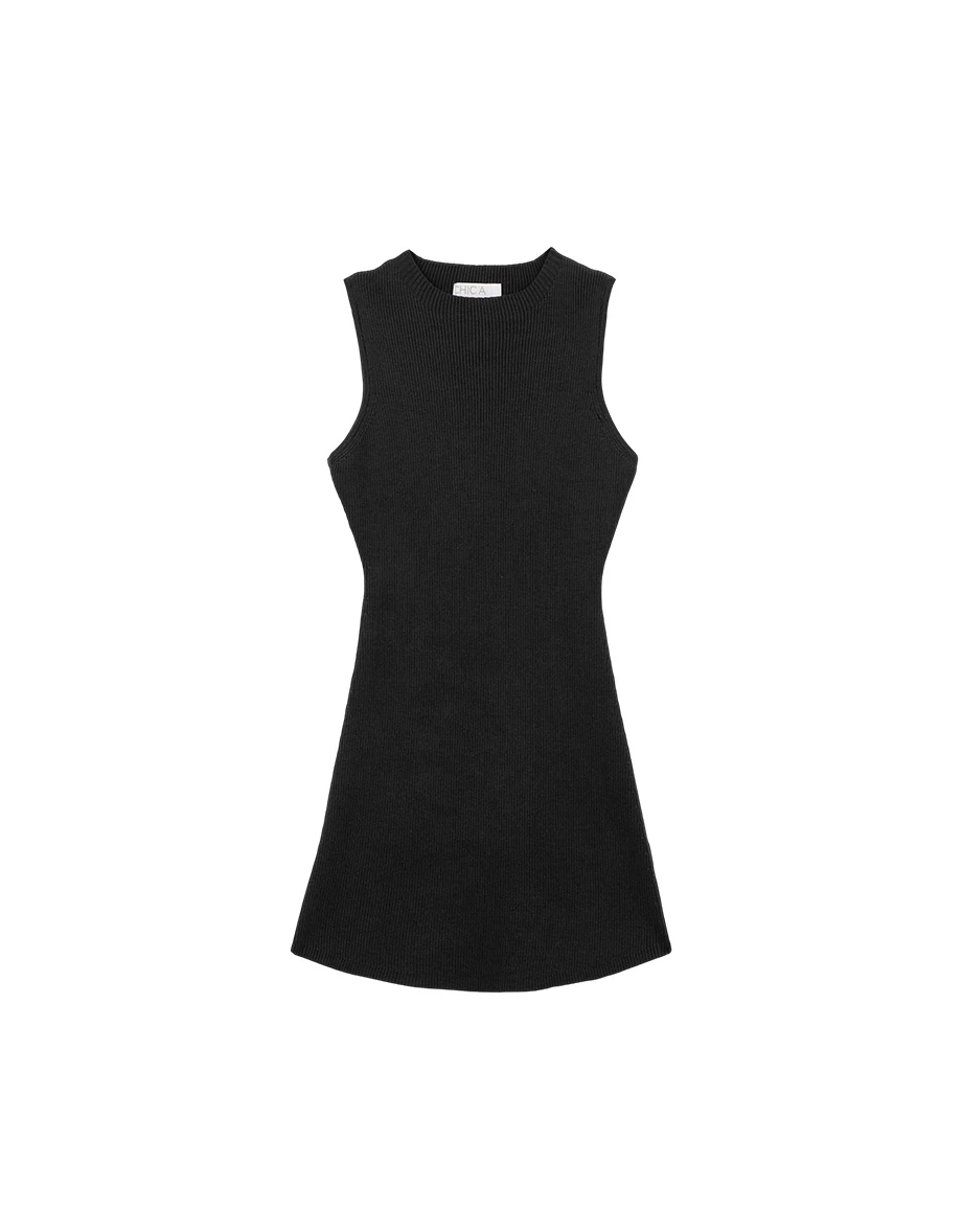 Ribbed Knit Sleeveless Bodycon Mini Dress
