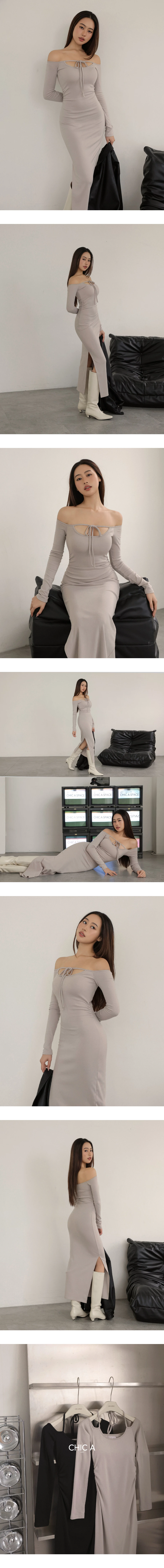 2 Way Off Shoulder Tie Front Cut Out Side Ruched Padded Maxi Dress