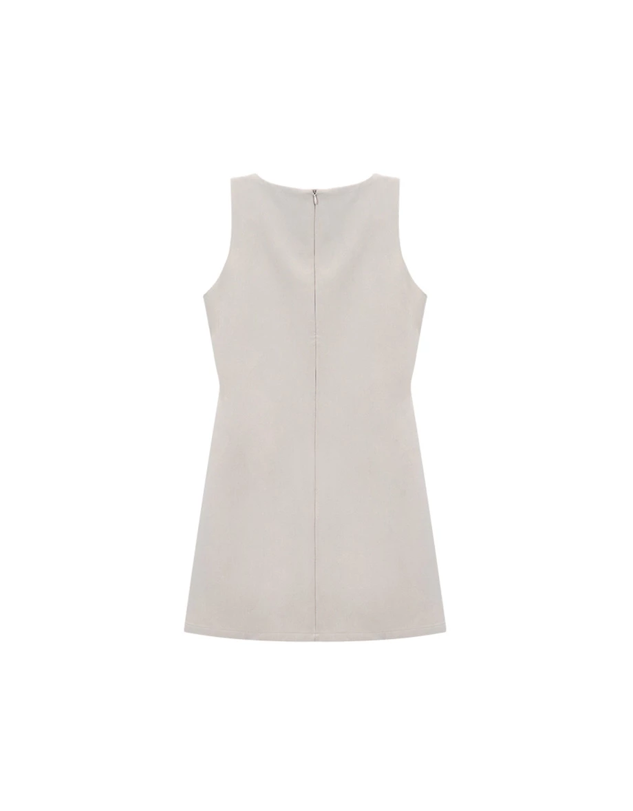 方領寬肩帶合身A字西裝短洋裝