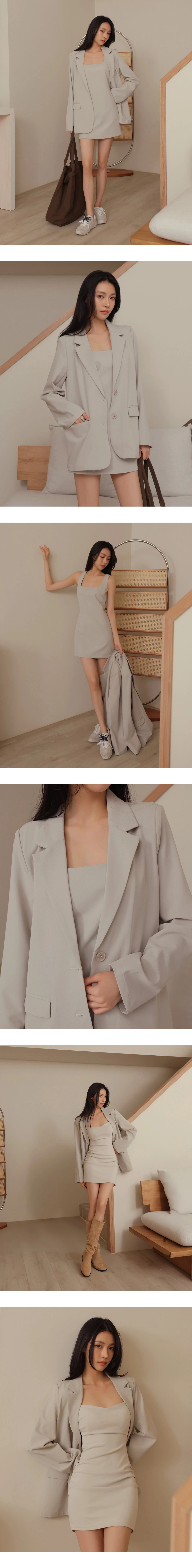 雙扣長版西裝外套(附墊肩)