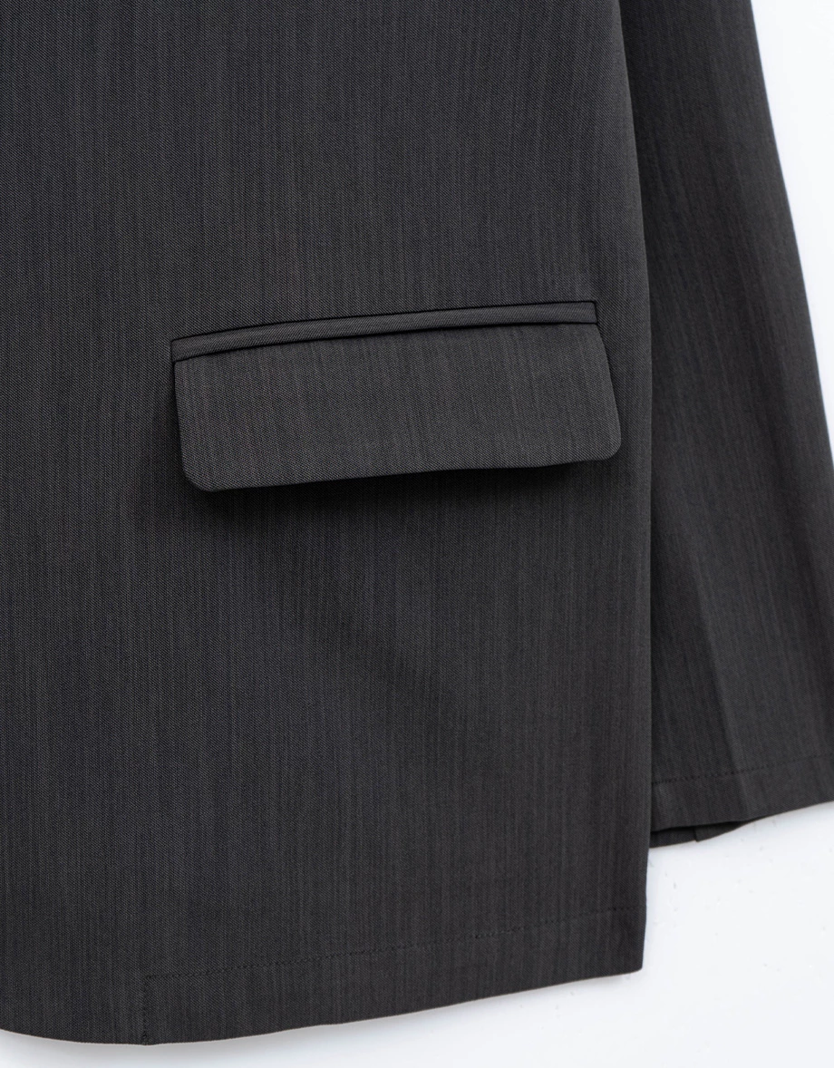 雙扣長版西裝外套(附墊肩)