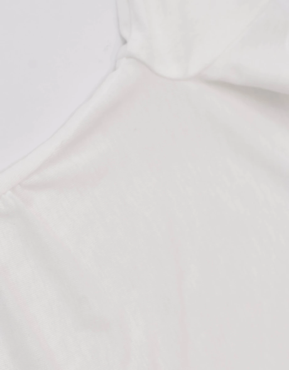 2WAY不對稱一字領側抓皺長袖短版上衣坦克背心撞色套裝