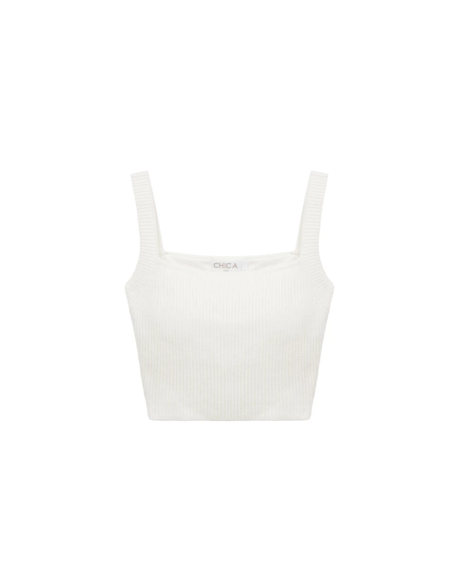 Square Neck Wide Strap Ribbed Knit Padded Crop Tank Top Square Neck Wide Strap Ribbed Knit Padded Crop Tank Top